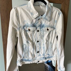 Free People Blue and White Jean Jacket